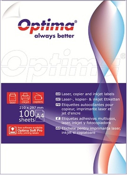 Etichete albe autoadezive  24/A4, 70 x 37 mm, 100 coli/top, Optima