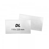 Plic pentru corespondenta DL, 110 x 220 mm, 70 g/mp, gumat, 25 bucati/pachet, alb