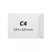 Plic pentru documente C4, 229 x 324 mm, 90 g/mp, banda silicon, 25 bucati/pachet, alb
