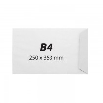 Plic pentru documente B4, 250 x 353 mm, 100 g/mp, banda silicon, 250 bucati/cutie, alb