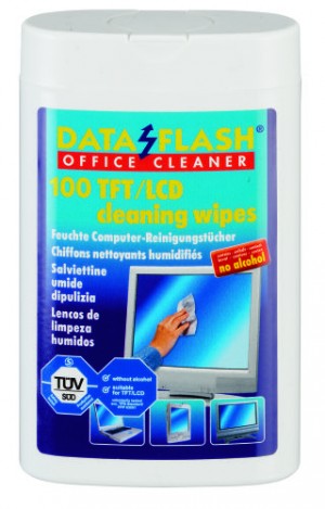 Servetele umede mici pentru curatare monitoare TFT/LCD, 100/tub, DATA FLASH