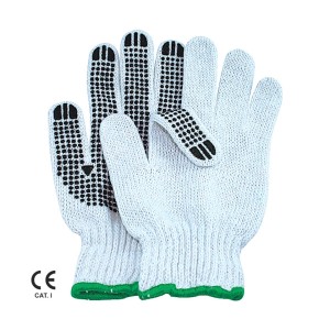 Manusa din tricot bumbac/poliester cu aplicatii punctiforme din PVC in palma si pe degete