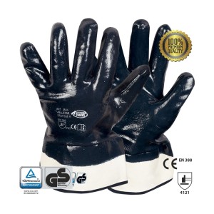 Manusi din tricot de bumbac, dublu imersate in nitril. Calitate premium